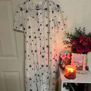 Zara White and Black Floral Maxi Dress